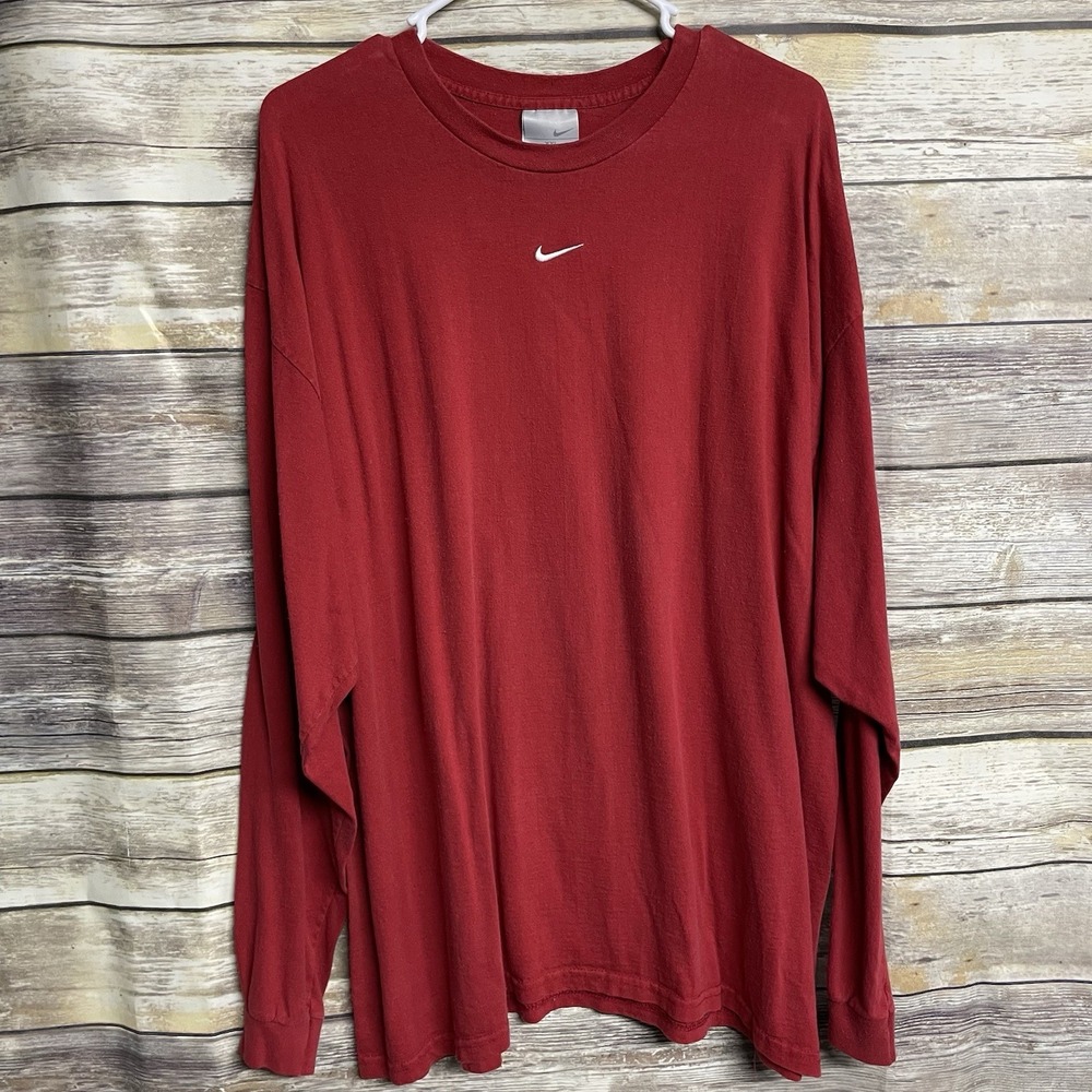 VINTAGE Nike Center Swoosh Long Sleeve T-Shirt shirt Men's XXL Retro Deadstock